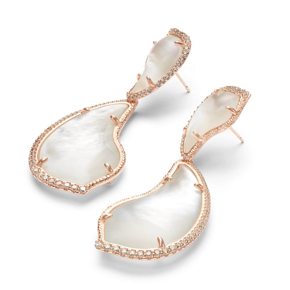 NEW KENDRA SCOTT Mother of Pearl Rose Gold Earring - Picture 2 of 4
